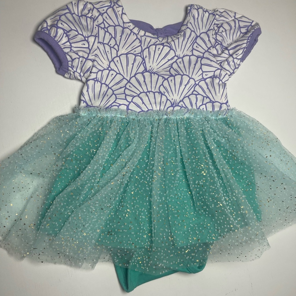 Ruffle Butts Purple and Teal Baby Dress with Glitter Tulle